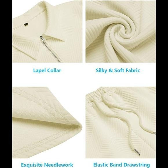 Men's Polo Shirt and Shorts Set - Beige 2 Piece Tracksuit - Picture 5 of 5